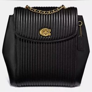 Coach Black Quilted Chain Strap Mini Backpack